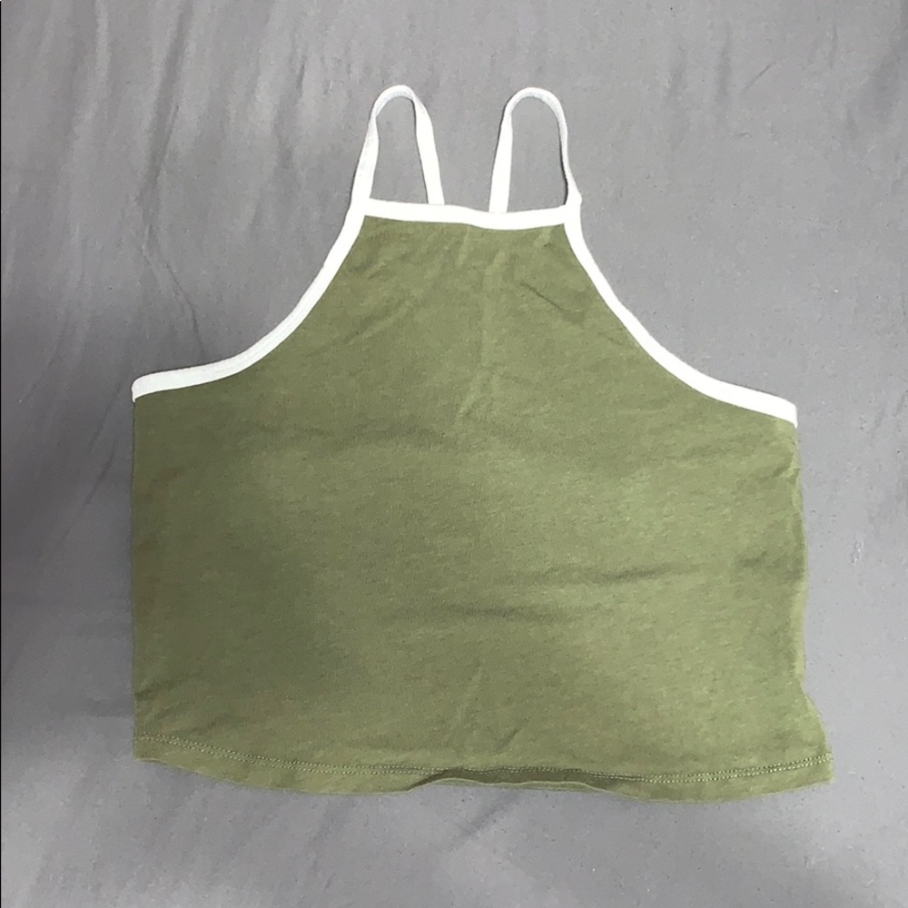 army green crop tank top